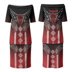 Aotearoa Maori Iwi Heritage Couples Matching Puletasi and Long Sleeve Button Shirt Ngapuhi Kokowai