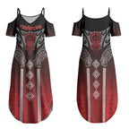 Aotearoa Maori Iwi Heritage Couples Matching Summer Maxi Dress and Hawaiian Shirt Ngapuhi Kokowai
