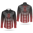 Aotearoa Maori Iwi Heritage Couples Matching Summer Maxi Dress and Long Sleeve Button Shirt Ngapuhi Kokowai