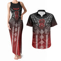 Aotearoa Maori Iwi Heritage Couples Matching Tank Maxi Dress and Hawaiian Shirt Ngapuhi Kokowai