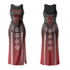 Aotearoa Maori Iwi Heritage Couples Matching Tank Maxi Dress and Long Sleeve Button Shirt Ngapuhi Kokowai