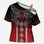 Aotearoa Maori Iwi Heritage Cross Shoulder Shirt Ngapuhi Kokowai
