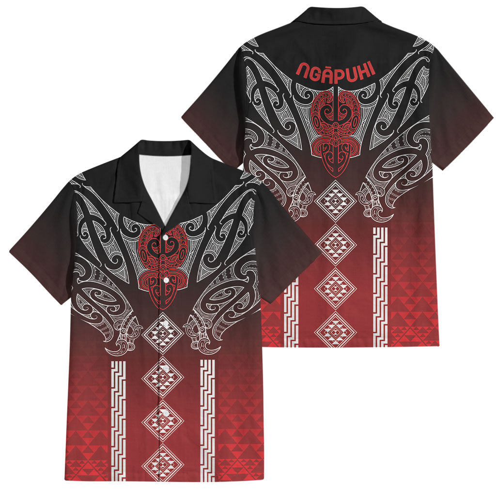 Aotearoa Maori Iwi Heritage Family Matching Off Shoulder Short Dress and Hawaiian Shirt Ngapuhi Kokowai