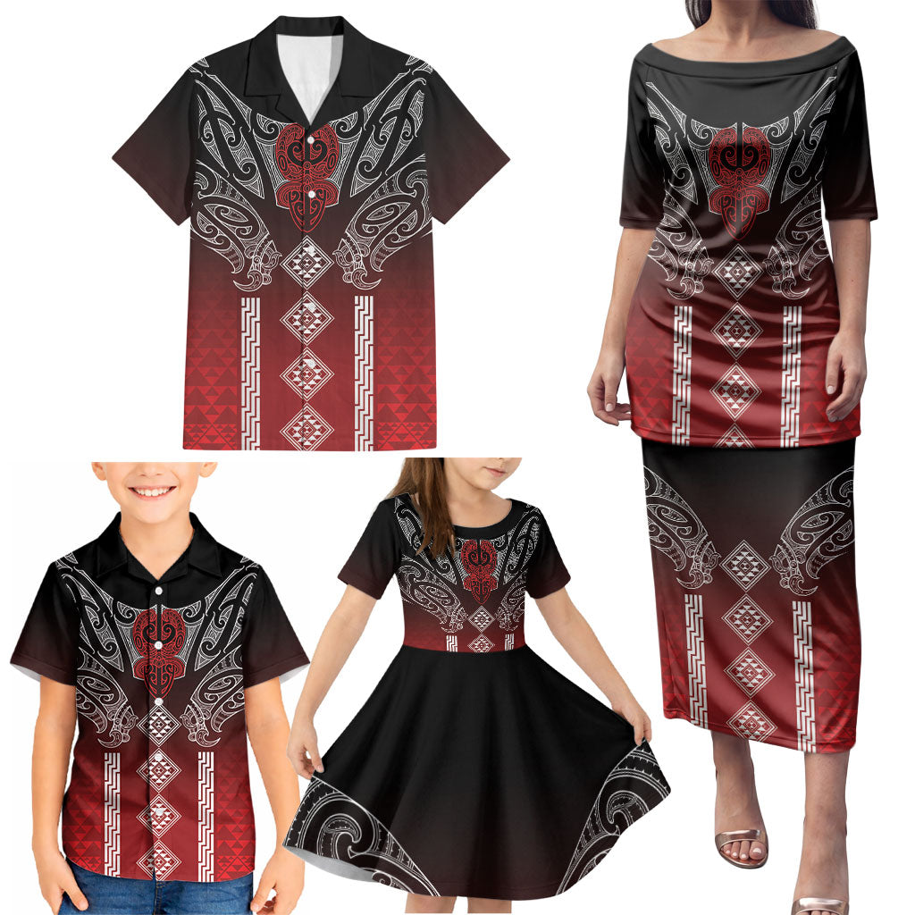 Aotearoa Maori Iwi Heritage Family Matching Puletasi and Hawaiian Shirt Ngapuhi Kokowai