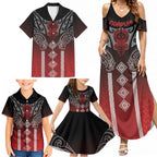 Aotearoa Maori Iwi Heritage Family Matching Summer Maxi Dress and Hawaiian Shirt Ngapuhi Kokowai