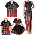 Aotearoa Maori Iwi Heritage Family Matching Tank Maxi Dress and Hawaiian Shirt Ngapuhi Kokowai