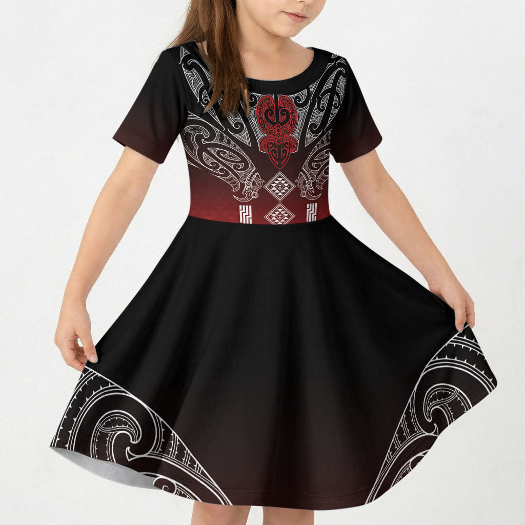 Aotearoa Maori Iwi Heritage Kid Short Sleeve Dress Ngapuhi Kokowai