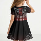 Aotearoa Maori Iwi Heritage Kid Short Sleeve Dress Ngapuhi Kokowai