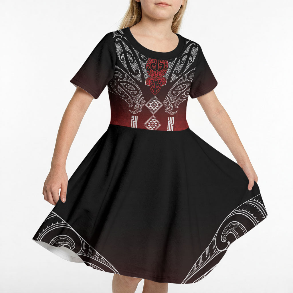 Aotearoa Maori Iwi Heritage Kid Short Sleeve Dress Ngapuhi Kokowai