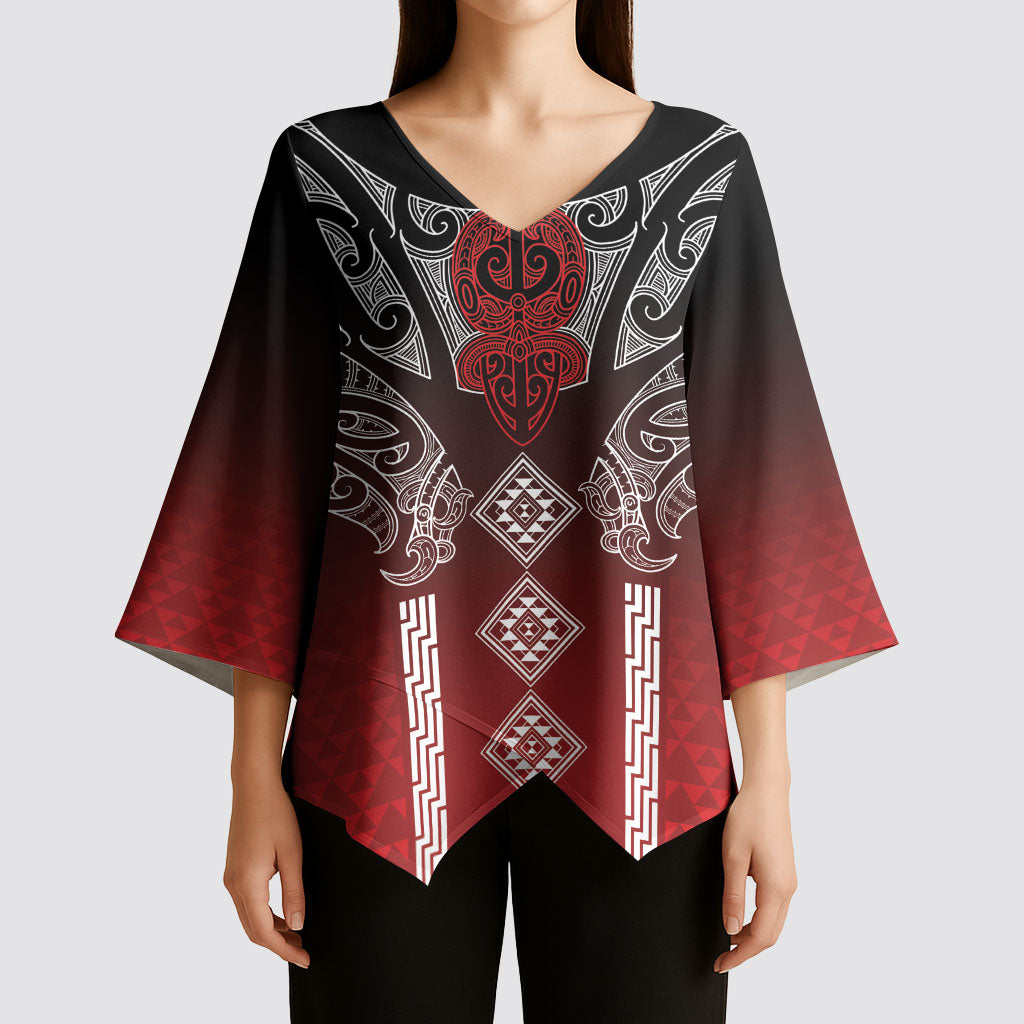 Aotearoa Maori Iwi Heritage Kimono Sleeve Blouse Ngapuhi Kokowai