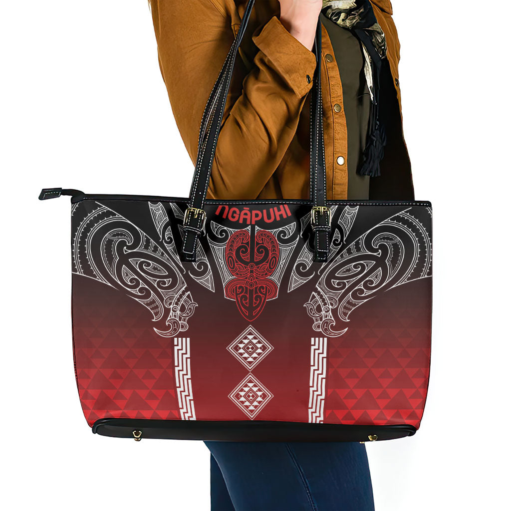 Aotearoa Maori Iwi Heritage Leather Tote Bag Ngapuhi Kokowai