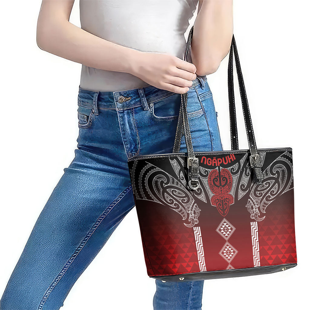 Aotearoa Maori Iwi Heritage Leather Tote Bag Ngapuhi Kokowai