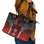 Aotearoa Maori Iwi Heritage Leather Tote Bag Ngapuhi Kokowai