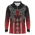Aotearoa Maori Iwi Heritage Long Sleeve Polo Shirt Ngapuhi Kokowai