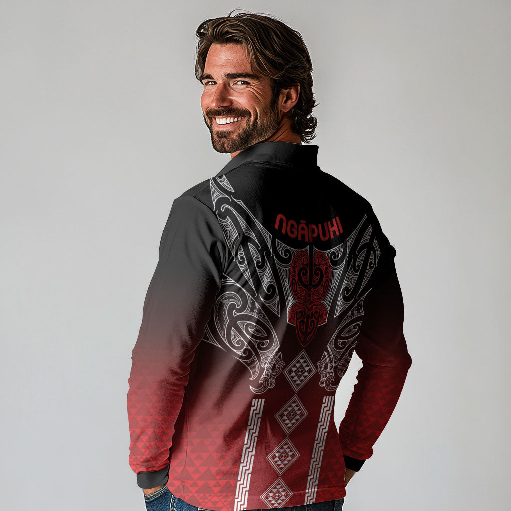 Aotearoa Maori Iwi Heritage Long Sleeve Polo Shirt Ngapuhi Kokowai