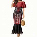 Aotearoa Maori Iwi Heritage Mermaid Dress Ngapuhi Kokowai
