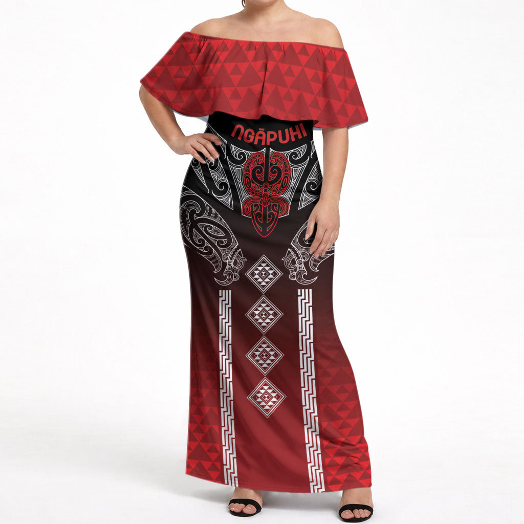 Aotearoa Maori Iwi Heritage Off Shoulder Maxi Dress Ngapuhi Kokowai