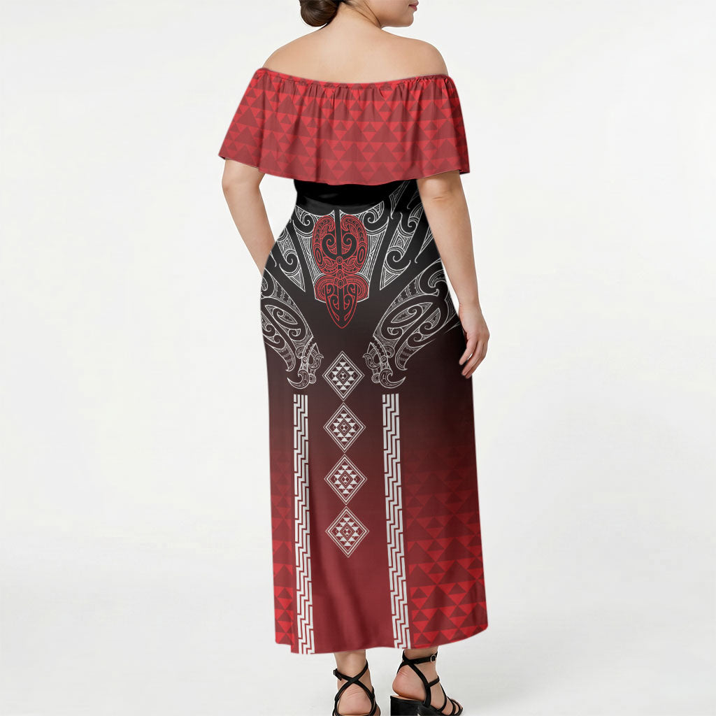 Aotearoa Maori Iwi Heritage Off Shoulder Maxi Dress Ngapuhi Kokowai