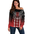 Aotearoa Maori Iwi Heritage Off Shoulder Sweater Ngapuhi Kokowai