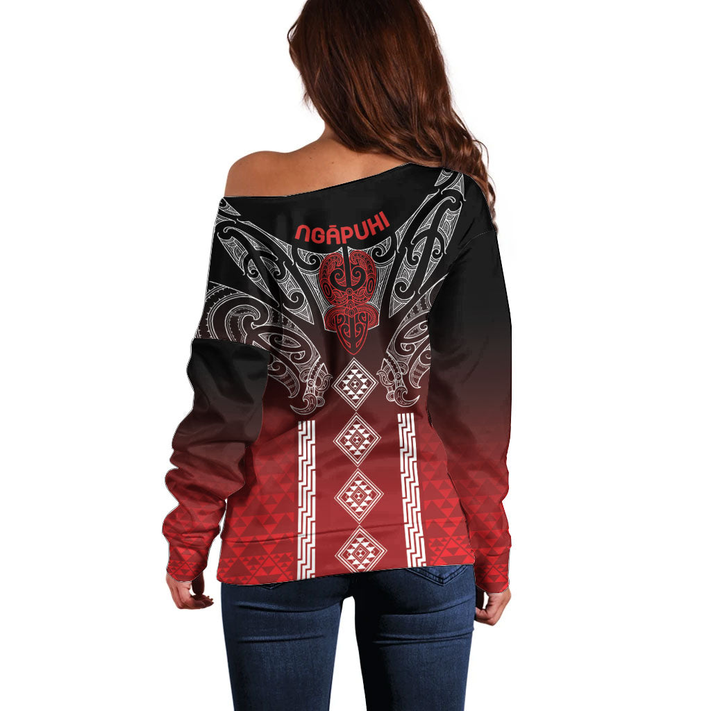 Aotearoa Maori Iwi Heritage Off Shoulder Sweater Ngapuhi Kokowai