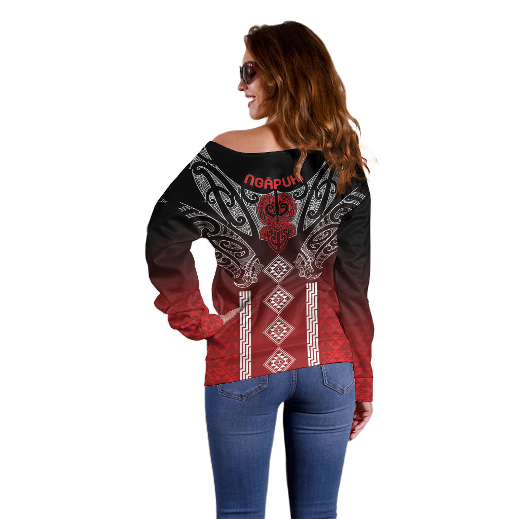 Aotearoa Maori Iwi Heritage Off Shoulder Sweater Ngapuhi Kokowai