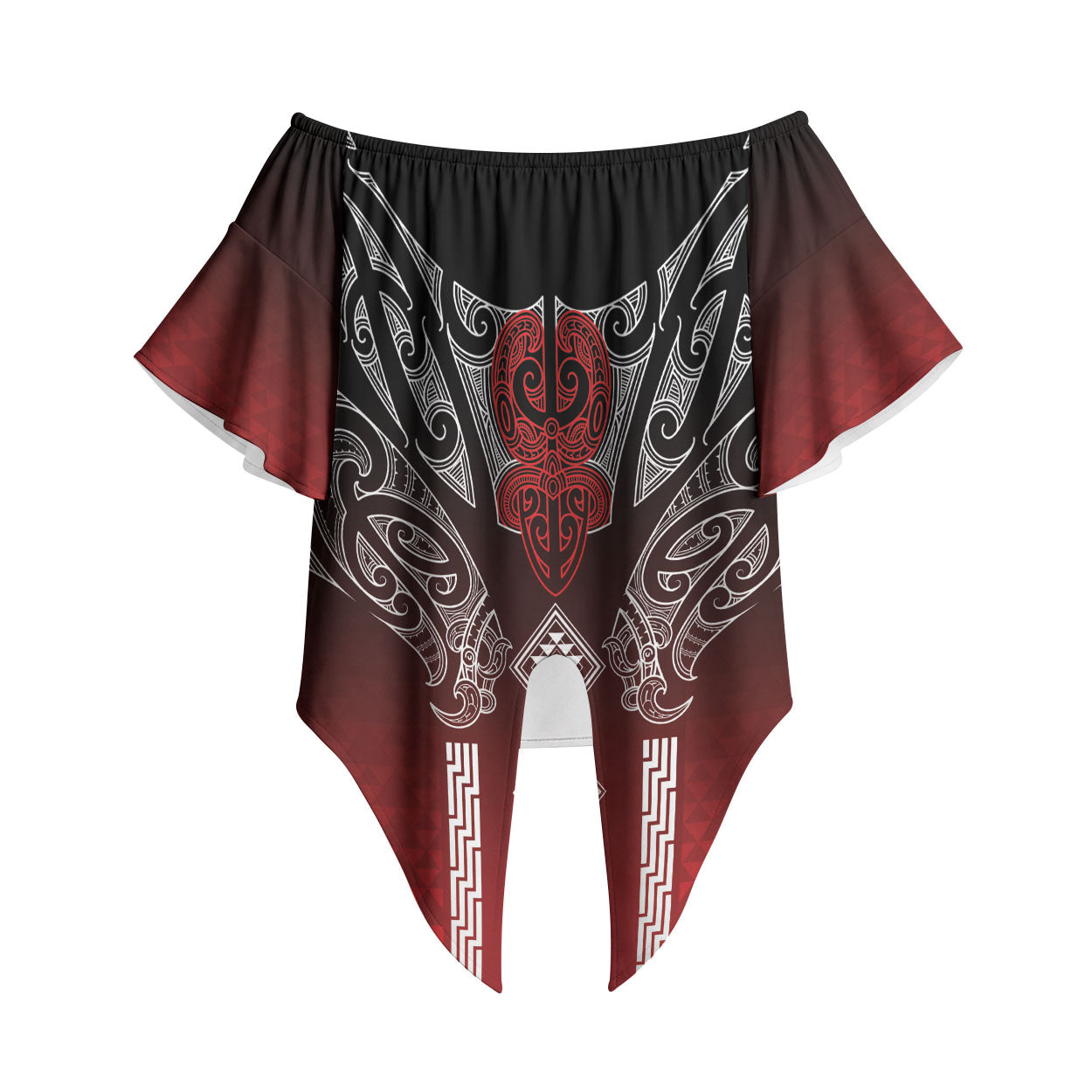 Aotearoa Maori Iwi Heritage Off Shoulder Wrap Waist Top Ngapuhi Kokowai