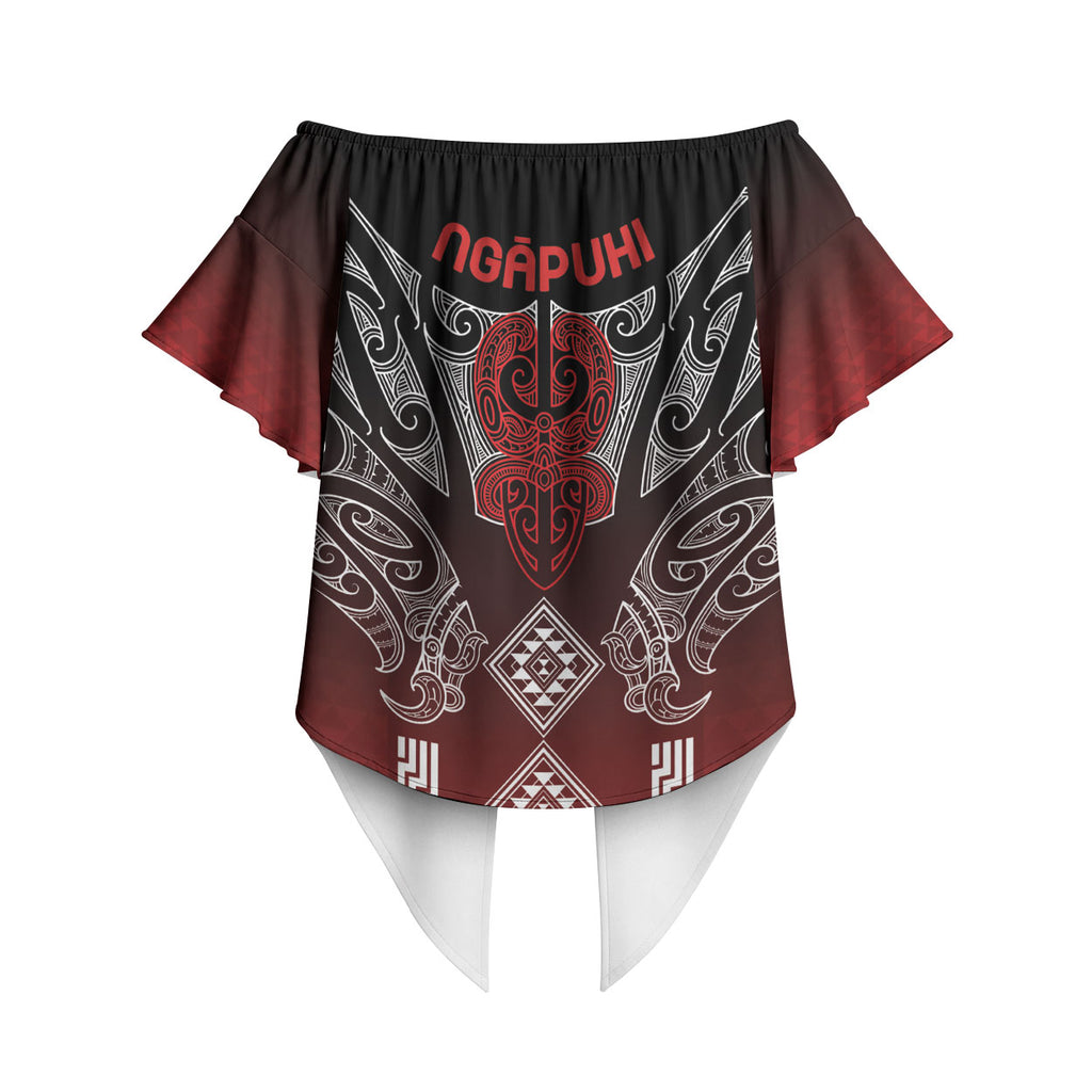 Aotearoa Maori Iwi Heritage Off Shoulder Wrap Waist Top Ngapuhi Kokowai