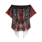 Aotearoa Maori Iwi Heritage Off Shoulder Wrap Waist Top Ngapuhi Kokowai