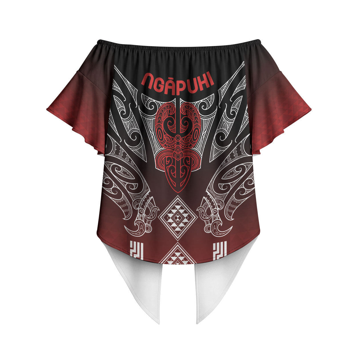 Aotearoa Maori Iwi Heritage Off Shoulder Wrap Waist Top Ngapuhi Kokowai