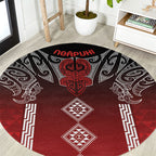 Aotearoa Maori Iwi Heritage Round Carpet Ngapuhi Kokowai