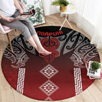 Aotearoa Maori Iwi Heritage Round Carpet Ngapuhi Kokowai
