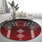 Aotearoa Maori Iwi Heritage Round Carpet Ngapuhi Kokowai