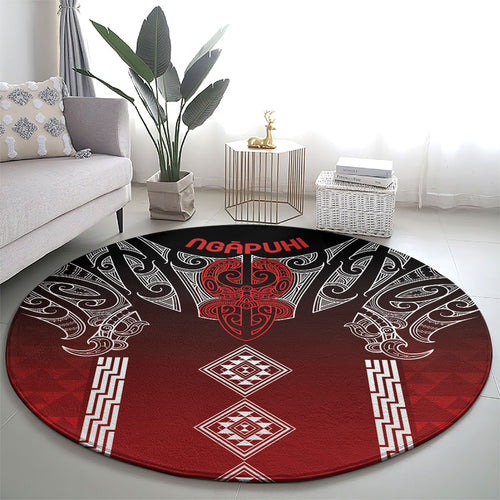 Aotearoa Maori Iwi Heritage Round Carpet Ngapuhi Kokowai