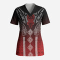 Aotearoa Maori Iwi Heritage Scrub Top Ngapuhi Kokowai