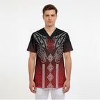 Aotearoa Maori Iwi Heritage Scrub Top Ngapuhi Kokowai