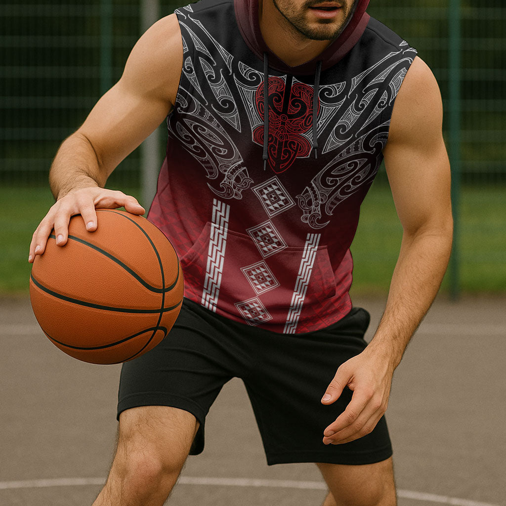 Aotearoa Maori Iwi Heritage Sleeveless Hoodie Ngapuhi Kokowai