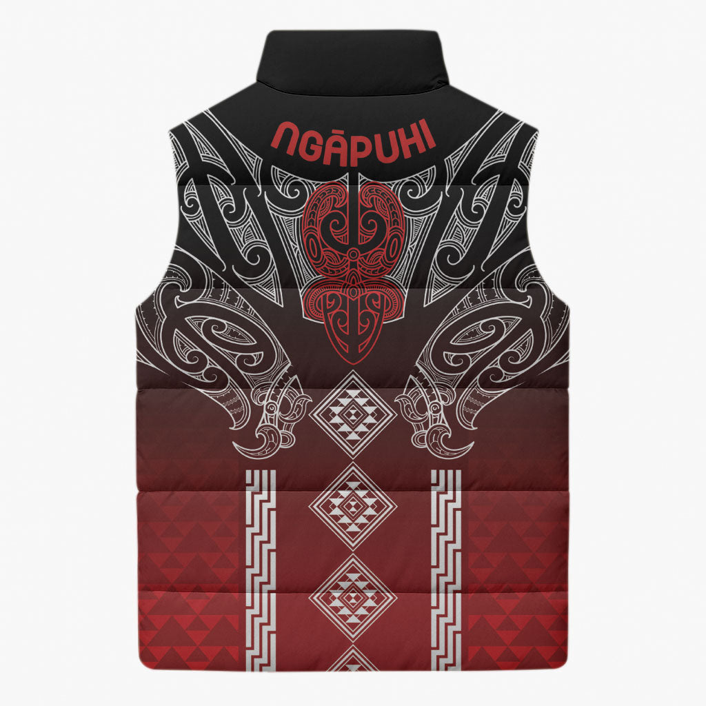 Aotearoa Maori Iwi Heritage Sleeveless Puffer Jacket Ngapuhi Kokowai