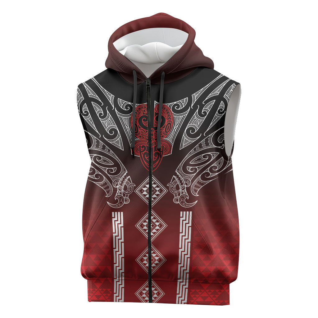 Aotearoa Maori Iwi Heritage Sleeveless Zip Hoodie Ngapuhi Kokowai