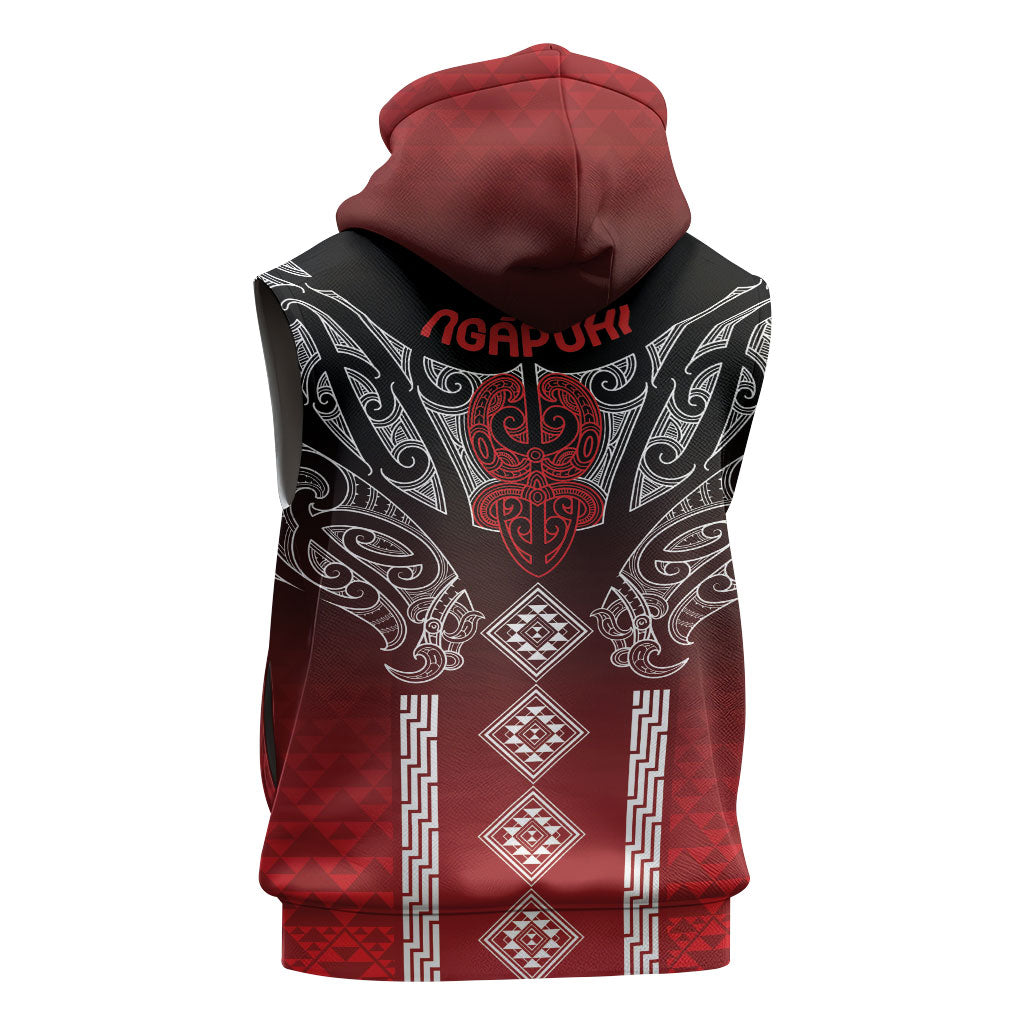 Aotearoa Maori Iwi Heritage Sleeveless Zip Hoodie Ngapuhi Kokowai