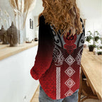 Aotearoa Maori Iwi Heritage Women Casual Shirt Ngapuhi Kokowai