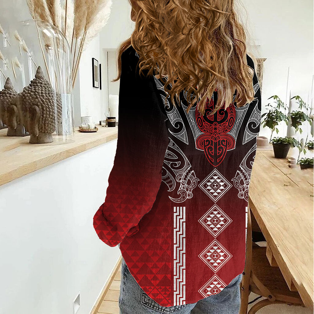 Aotearoa Maori Iwi Heritage Women Casual Shirt Ngapuhi Kokowai