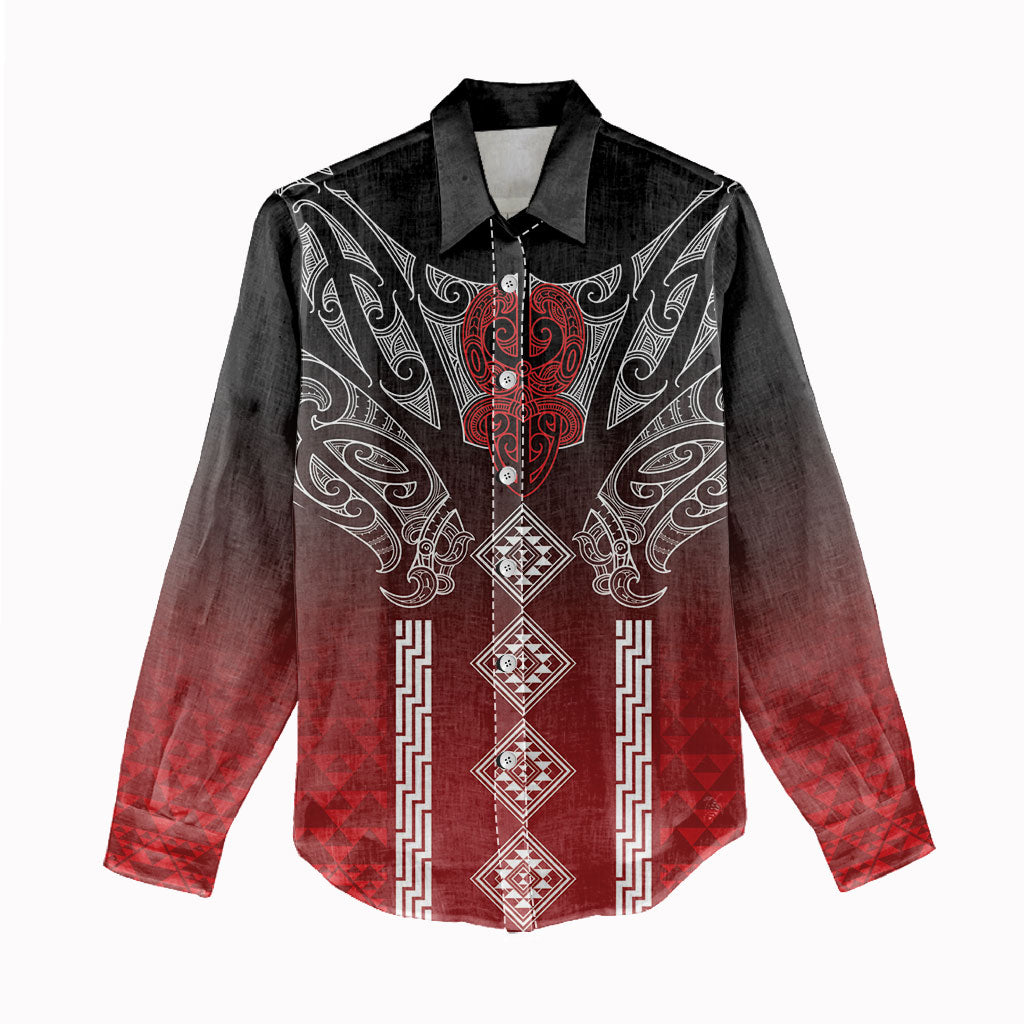 Aotearoa Maori Iwi Heritage Women Casual Shirt Ngapuhi Kokowai