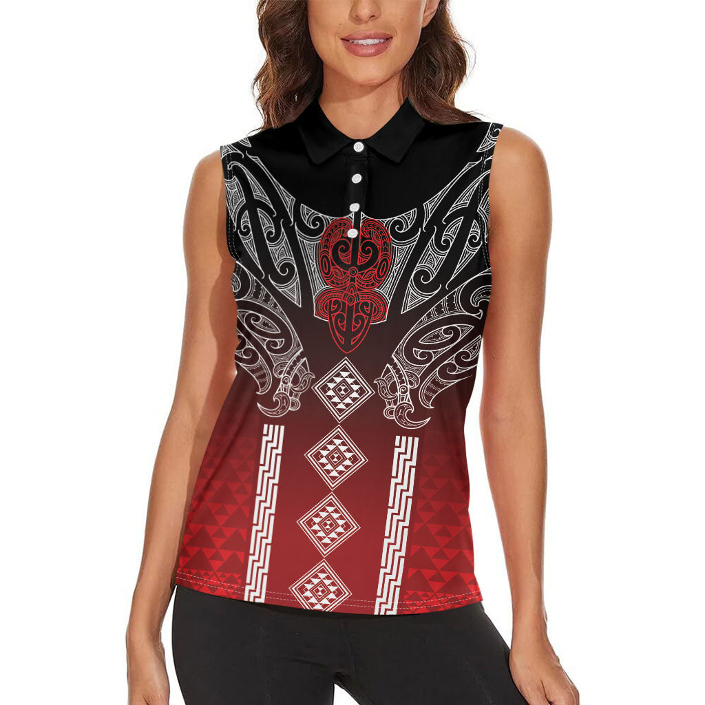 Aotearoa Maori Iwi Heritage Women Sleeveless Polo Shirt Ngapuhi Kokowai