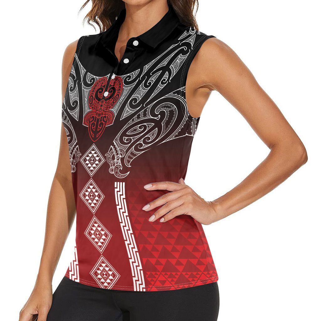 Aotearoa Maori Iwi Heritage Women Sleeveless Polo Shirt Ngapuhi Kokowai
