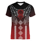 Aotearoa Maori Iwi Heritage Women V-Neck T-Shirt Ngapuhi Kokowai