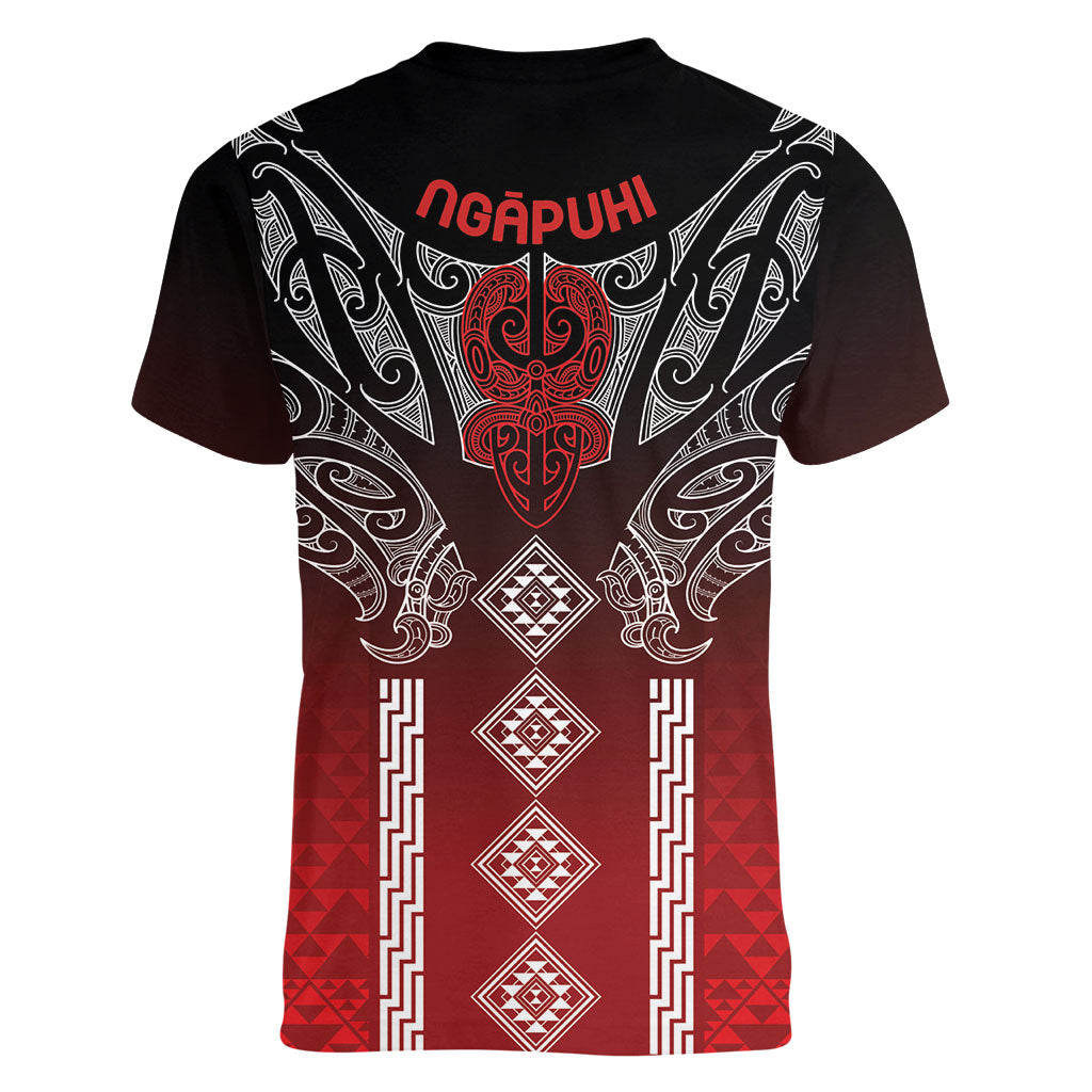 Aotearoa Maori Iwi Heritage Women V-Neck T-Shirt Ngapuhi Kokowai