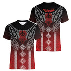 Aotearoa Maori Iwi Heritage Women V-Neck T-Shirt Ngapuhi Kokowai