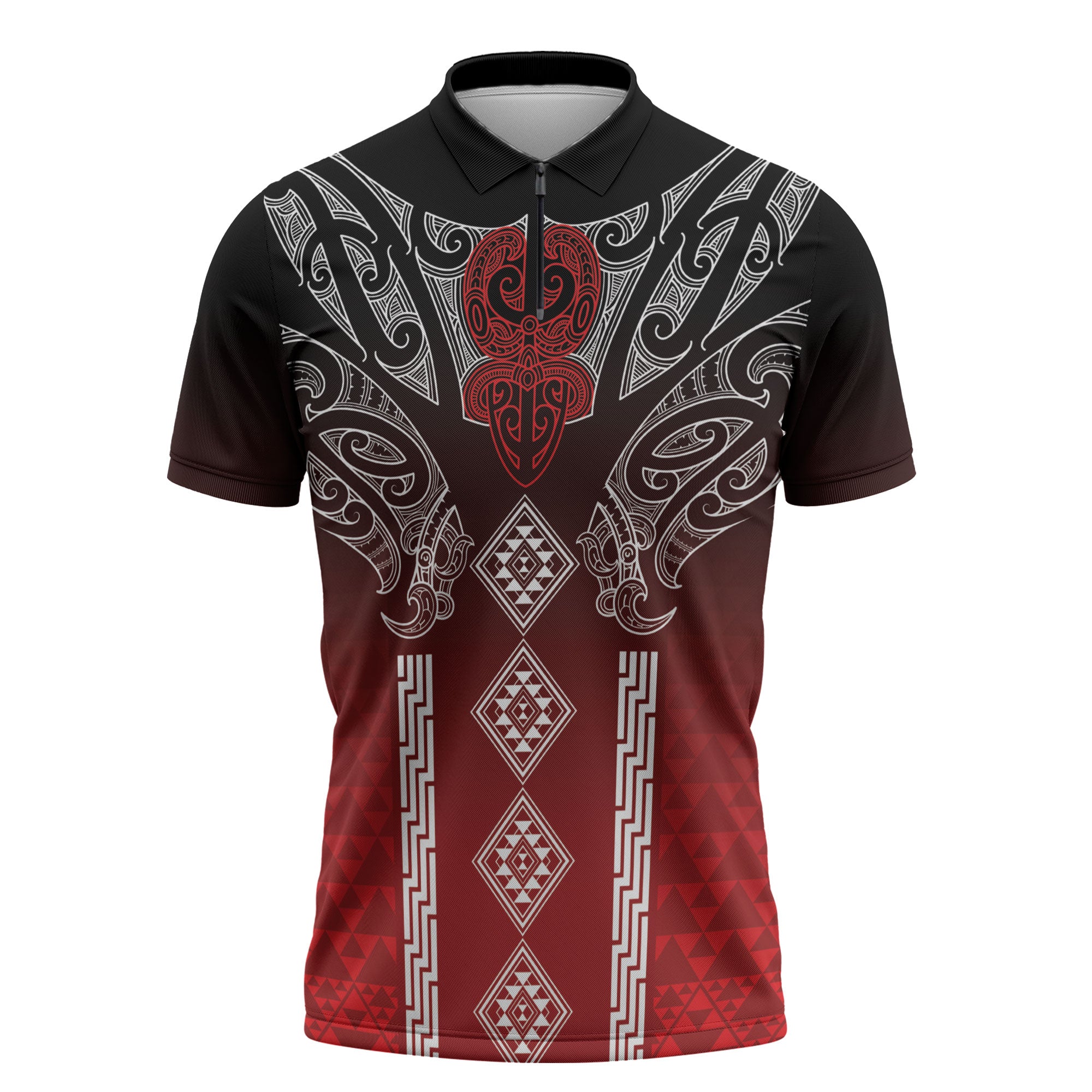 Aotearoa Maori Iwi Heritage Zipper Polo Shirt Ngapuhi Kokowai