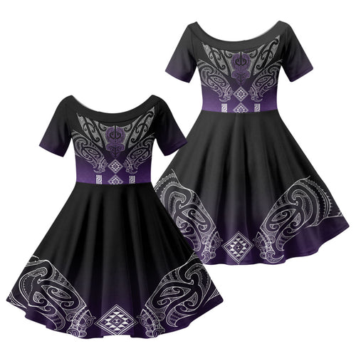 Aotearoa Maori Iwi Heritage Family Matching Summer Maxi Dress and Hawaiian Shirt Ngati Porou Waiporoporo