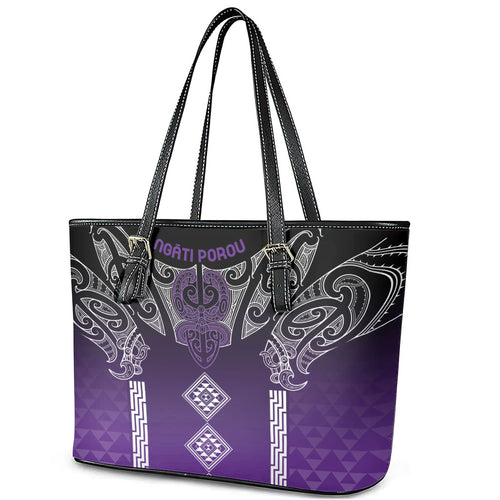 Aotearoa Maori Iwi Heritage Leather Tote Bag Ngati Porou Waiporoporo